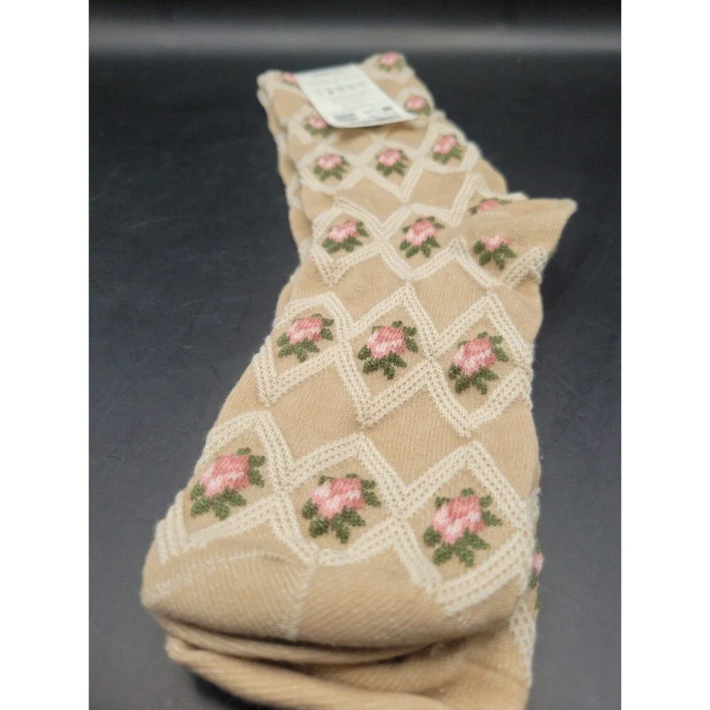 Sézane Julia Socks Vintage Rose Blush/ Beige Cotton Blend One Size France